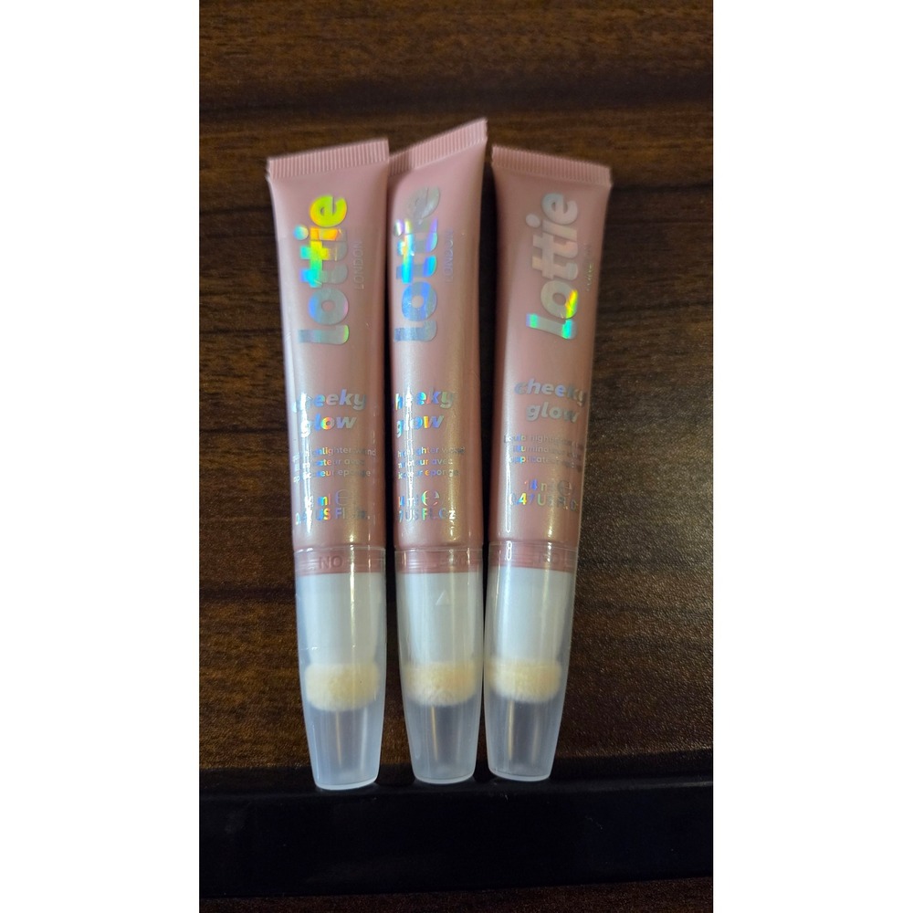 Lottie London Cheeky Glow Liquid Highlighter Wand Rose Bubbles 3 Pack 14ml Each